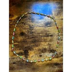 Vintage Large Swarovski Signed Swan Multicolor Heavy Pastel Crystal Necklace